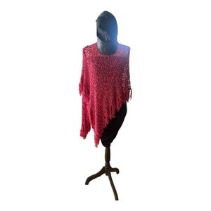 Crochet Fringe Poncho Top Boho Festival Cover Up